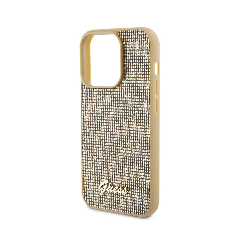 Guess Disco Metal Script – dėklas, skirtas „iPhone 15 Pro“ (auksinis)