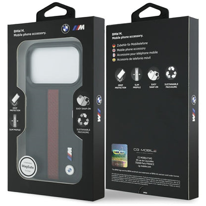 BMW M perforuotų dryžių logotipas MagSafe - iPhone 17 Pro dėklas (raudonas)