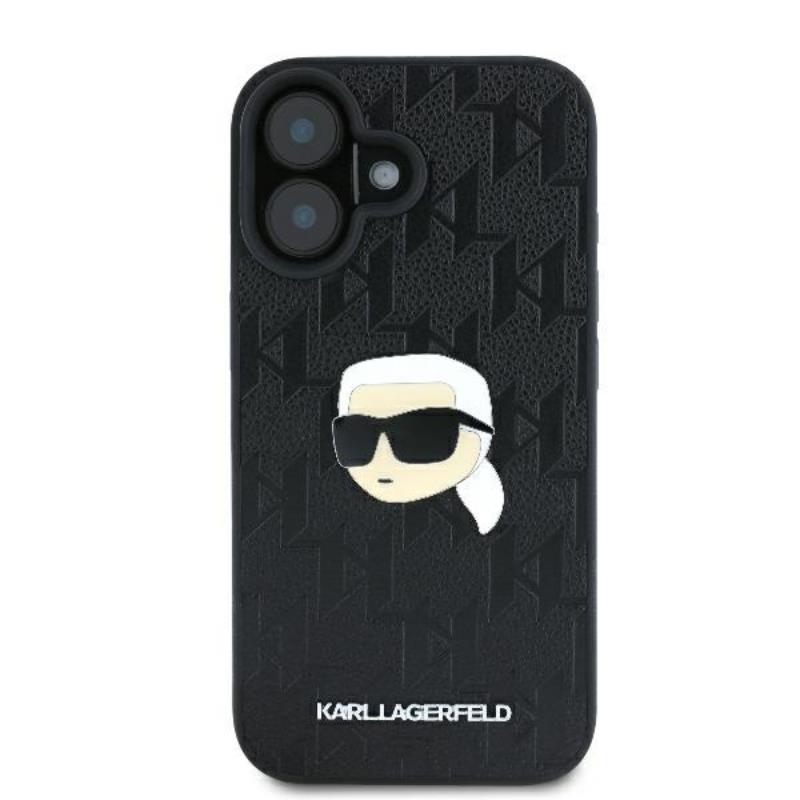 Karl Lagerfeld Monogram Karl Head Pin - dėklas, skirtas iPhone 16 (juodas)