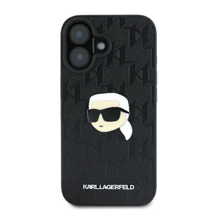 Karl Lagerfeld Monogram Karl Head Pin - dėklas, skirtas iPhone 16 (juodas)