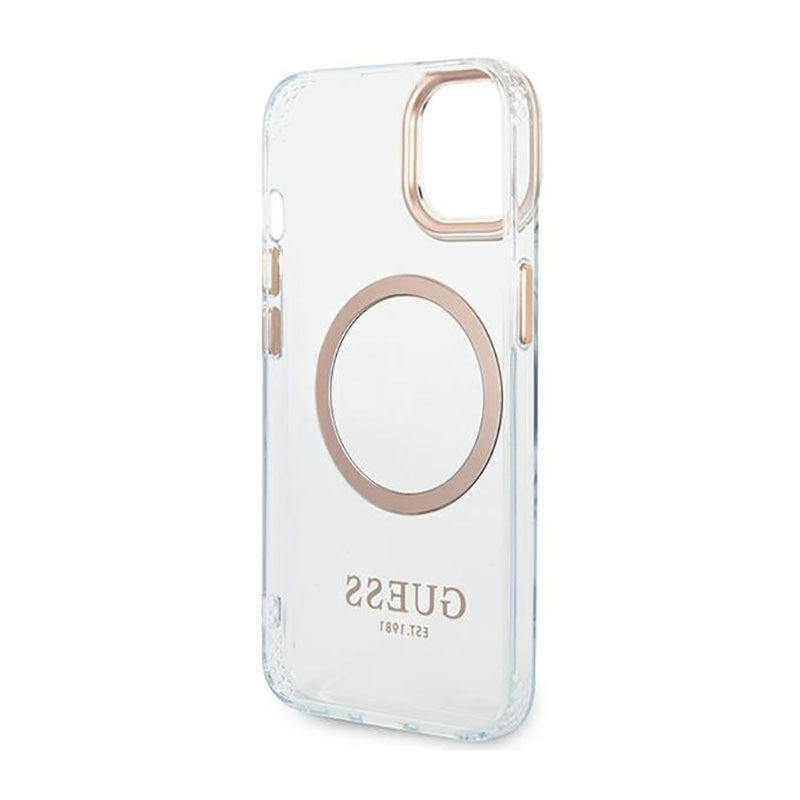 Guess Metal Outline MagSafe – dėklas, skirtas „iPhone 14“ (skaidrus)