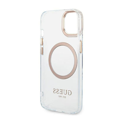 Guess Metal Outline MagSafe – dėklas, skirtas „iPhone 14“ (skaidrus)