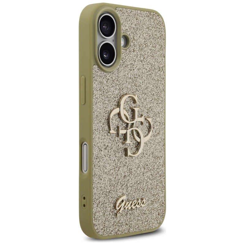 Guess Fiksuotas Blizgučiai Big 4G dėklas iPhone 17 (auksinis)
