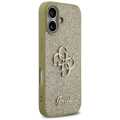 Guess Fiksuotas Blizgučiai Big 4G dėklas iPhone 17 (auksinis)