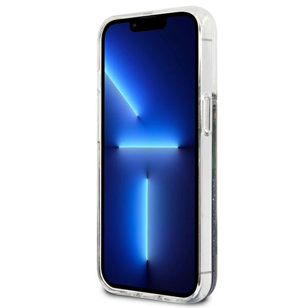 Guess Liquid Glitter Flower – "iPhone 13 mini" dangtelis (mėlynas)