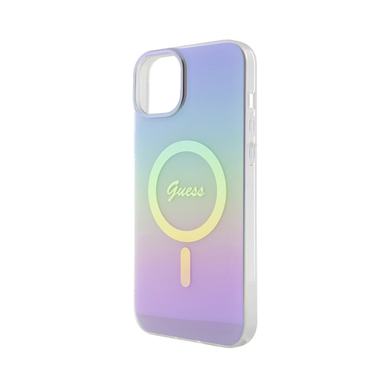 Guess IML Iridescent MagSafe – iPhone 15 dėklas (violetinis)