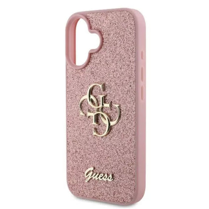 Guess Fixed Glitter Big 4G - dėklas iPhone 16 Plus (rožinis)