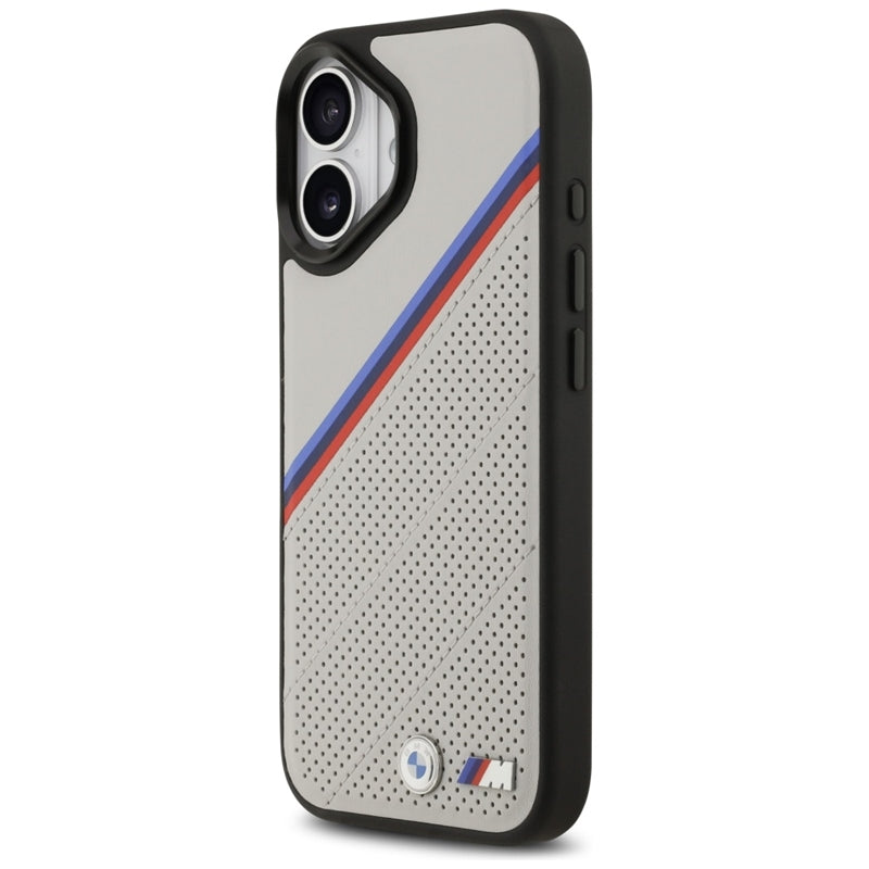BMW M Tricolor Metal Logo MagSafe - iPhone 17 dėklas (Pilka)