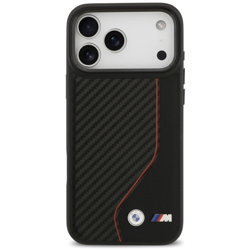 BMW M Carbon Line & Logo MagSafe - dėklas iPhone 17 Pro Max (raudonas)