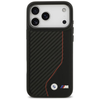 BMW M Carbon Line & Logo MagSafe - dėklas iPhone 17 Pro Max (raudonas)