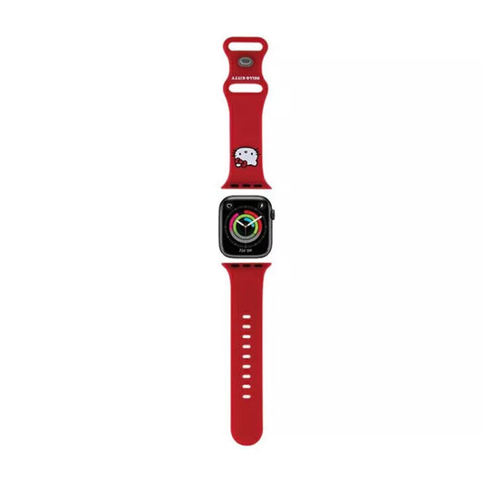 Hello Kitty silikoninis dirželis laikrodžiui, „Kitty“ galvutės formos, skirtas „Apple Watch“ 38/40/41 mm (raudonas)