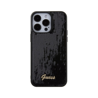 Guess Sequin Script Metal - dėklas skirtas iPhone 15 Pro Max (juodas)