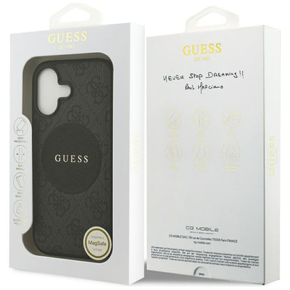 Guess 4G Circle Classic Logo MagSafe dėklas – iPhone 17 (juodas)