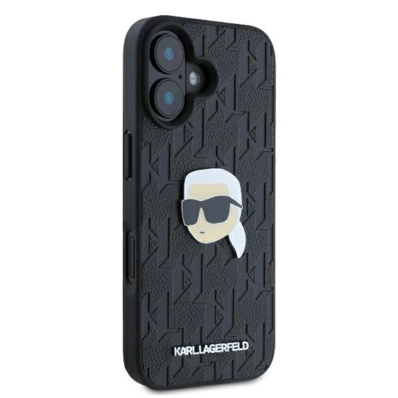 Karl Lagerfeld Monogram Karl Head Pin - dėklas, skirtas iPhone 16 (juodas)