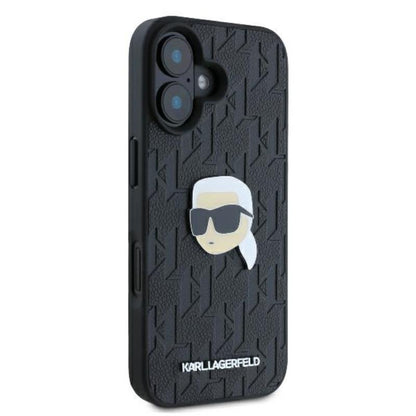 Karl Lagerfeld Monogram Karl Head Pin - dėklas, skirtas iPhone 16 (juodas)