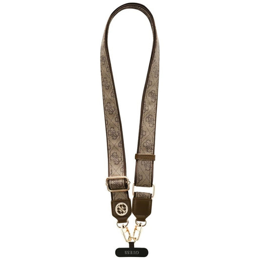Guess Universal Crossbody Strap 4G tvirtinimo juostelė su straso metalo logotipu - Universalus telefono dirželis / Virvelė (Ruda)