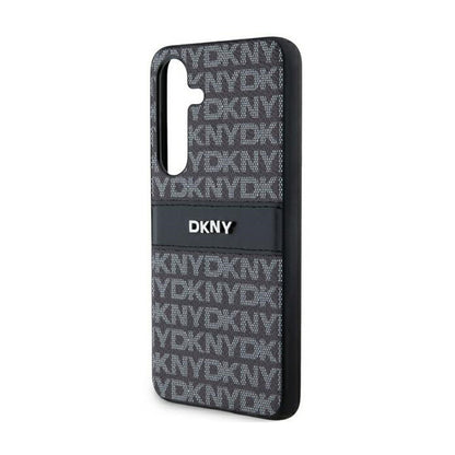 DKNY Leather Mono Stripe & Metal Logo - „Samsung Galaxy S24+“ dėklas (juodas)