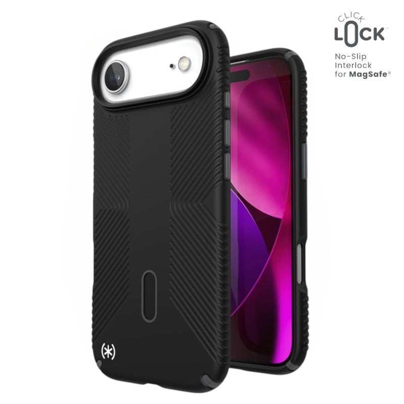 Speck Presidio2 Grip ClickLock & MagSafe - iPhone Air dėklas (Juoda / Slate Gray / Balta)