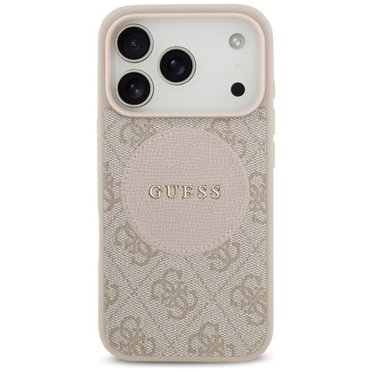 Guess 4G Circle Classic Logo MagSafe dėklas iPhone 17 Pro (rožinis)