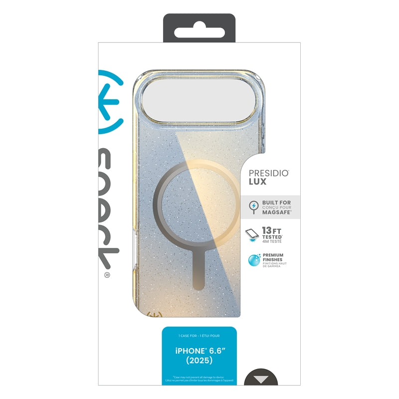 Speck Presidio Lux MagSafe - iPhone Air dėklas (Hyper Mirror Glitter / Sidabro Metalo)