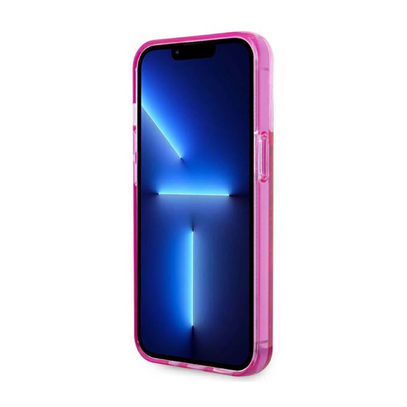 Karl Lagerfeld Liquid Glitter Translucent Elongated Logo dėklas – dėklas, skirtas „iPhone 14 Pro Max“ (rožinis)