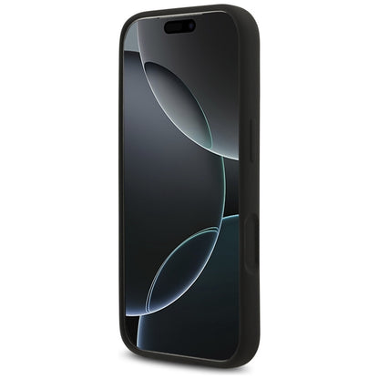 Silikoninis dėklas iPhone 17 Pro su Karl & Choupette žiedu MagSafe (juodas) - Karl Lagerfeld