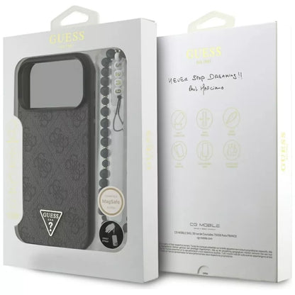 Guess 4G Strap Triangle Logo MagSafe - Dėklas iPhone 17 Pro Max (juodas)