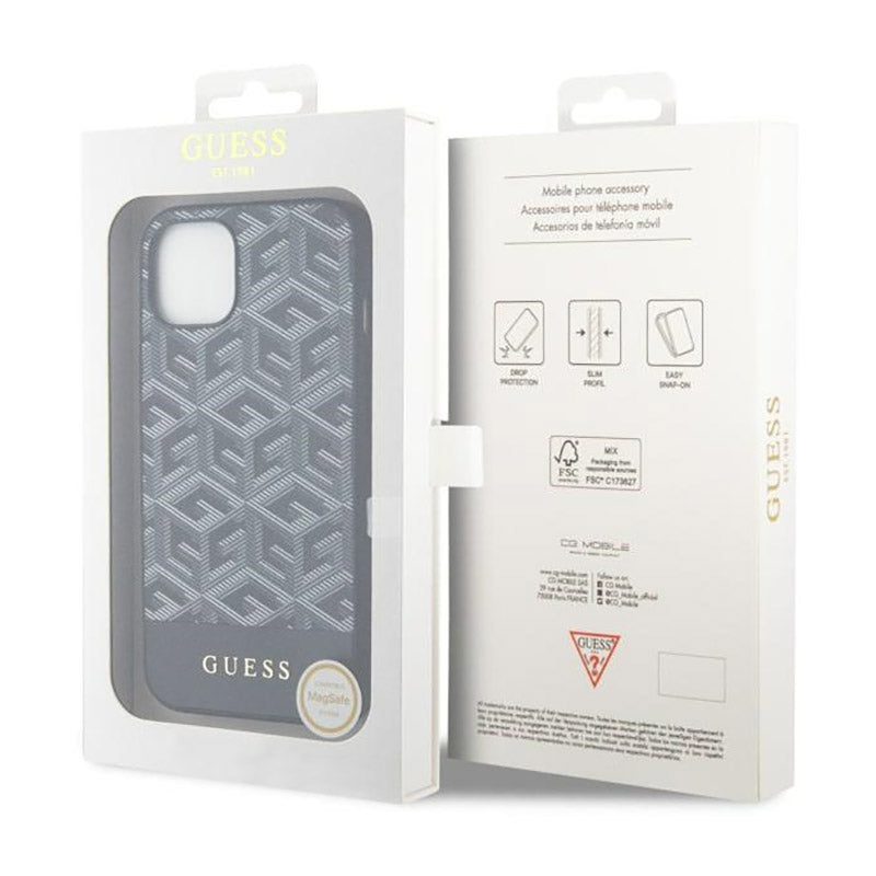 Guess GCube Stripes MagSafe – dėklas iPhone 14 Plus (juodas)