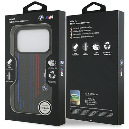 BMW M Kevlar linijos ir logotipas MagSafe - iPhone 17 Pro dėklas (juodas)