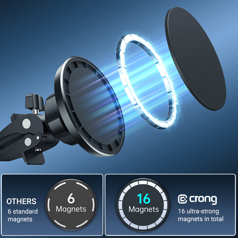 Crong Carclip Magnetic - magnetinis automobilinis laikiklis MagSafe (juodas)