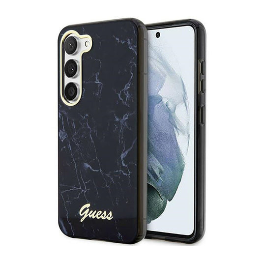 Guess Marble Collection – dėklas, skirtas Samsung Galaxy S23 (juodas)