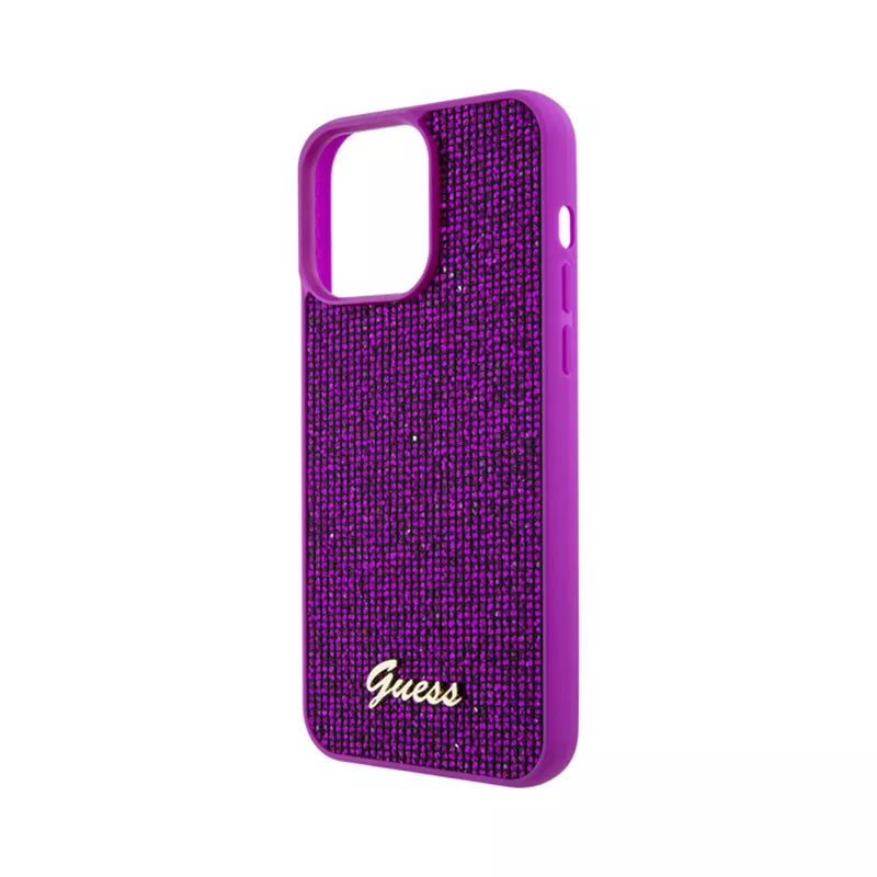 Guess Disco Metal Script – dėklas skirtas iPhone 15 Pro Max (Fuksijos spalva)