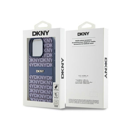 DKNY Odinis mono juostelės ir metalo logotipas - dėklas, skirtas iPhone 15 Pro (mėlynas)