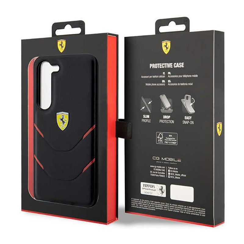 Ferrari Hot Stamp Lines – dėklas Samsung Galaxy S23 (juodas)