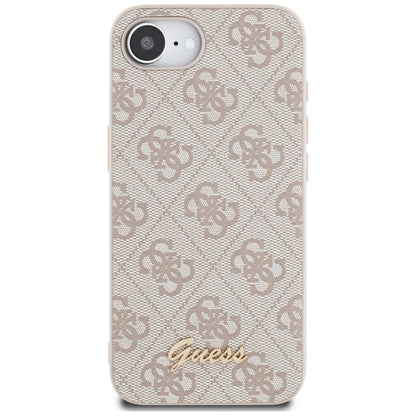 Guess 4G Script Logo MagSafe dėklas, skirtas iPhone 16e (rožinis)