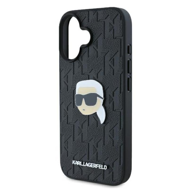 Karl Lagerfeld Monogram Karl Head Pin - dėklas, skirtas iPhone 16 (juodas)
