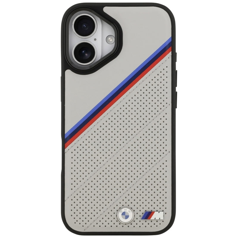 BMW M Tricolor Metal Logo MagSafe - iPhone 17 dėklas (Pilka)