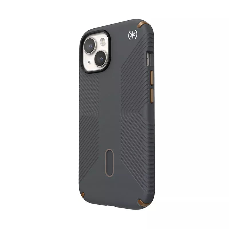Speck Presidio2 Grip ClickLock & MagSafe – Dėklas iPhone 16e / iPhone 15 / iPhone 14 / iPhone 13 (Anglies pilka/Šalta bronza)