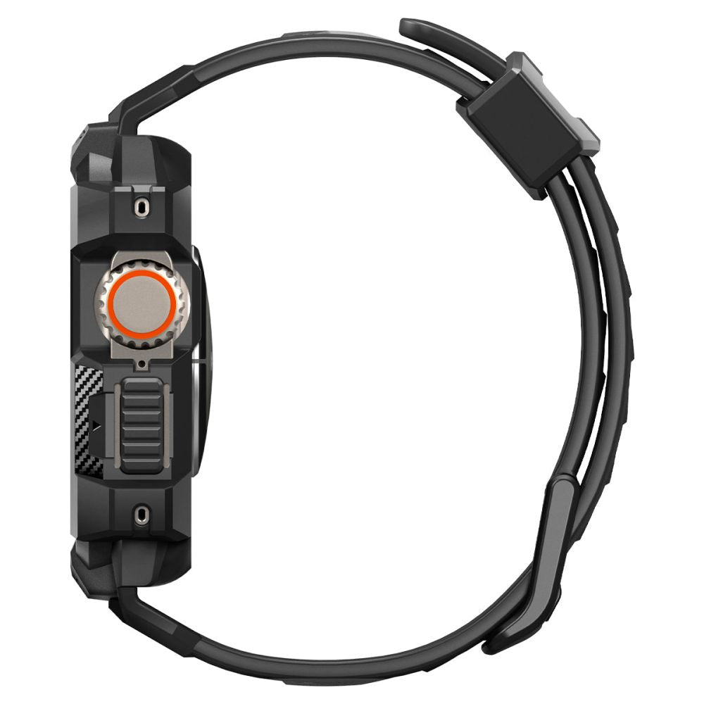 Spigen Rugged Armor Pro dėklas – apyrankė su dėklu, skirta Apple Watch Ultra 49 mm (juoda)