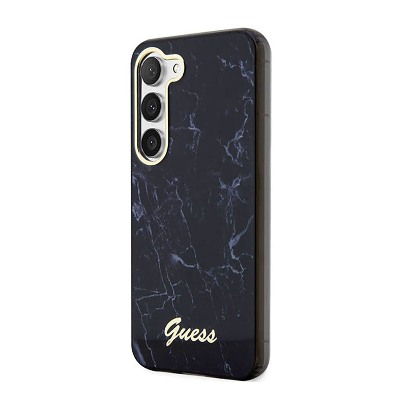 Guess Marble Collection – dėklas, skirtas Samsung Galaxy S23 (juodas)