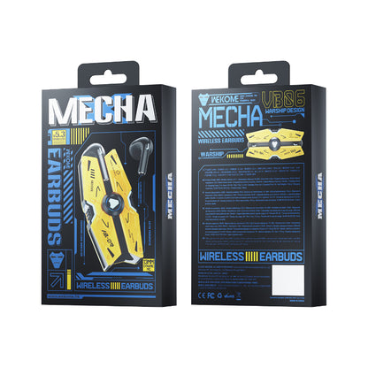 WEKOME VB06 Mecha Series - belaidės "Bluetooth V5.3" TWS ausinės su įkrovimo dėklu (geltonos)