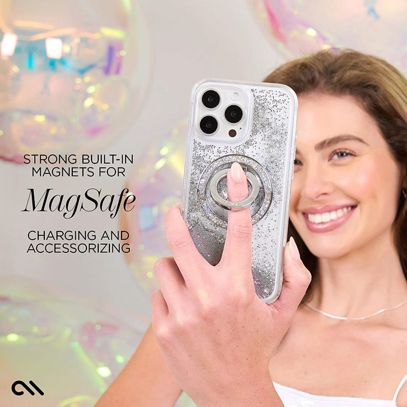 Case-Mate Waterfall MagSafe – dėklas, skirtas iPhone 16 Pro (sidabrinis)