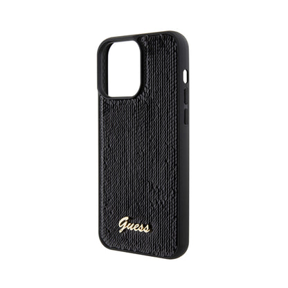 Guess Sequin Script Metal - dėklas skirtas iPhone 15 Pro Max (juodas)