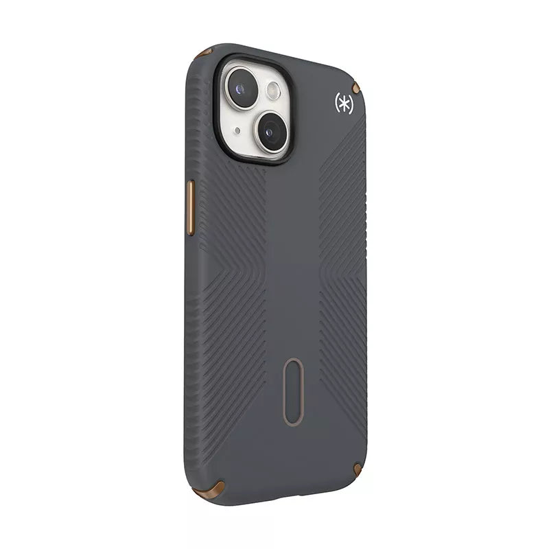 Speck Presidio2 Grip ClickLock & MagSafe – Dėklas iPhone 16e / iPhone 15 / iPhone 14 / iPhone 13 (Anglies pilka/Šalta bronza)