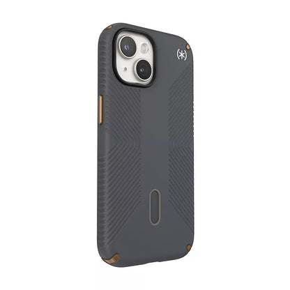 Speck Presidio2 Grip ClickLock & MagSafe – Dėklas iPhone 16e / iPhone 15 / iPhone 14 / iPhone 13 (Anglies pilka/Šalta bronza)