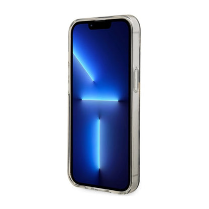 Guess Golden Marble MagSafe – dėklas, skirtas iPhone 14 (juodas)