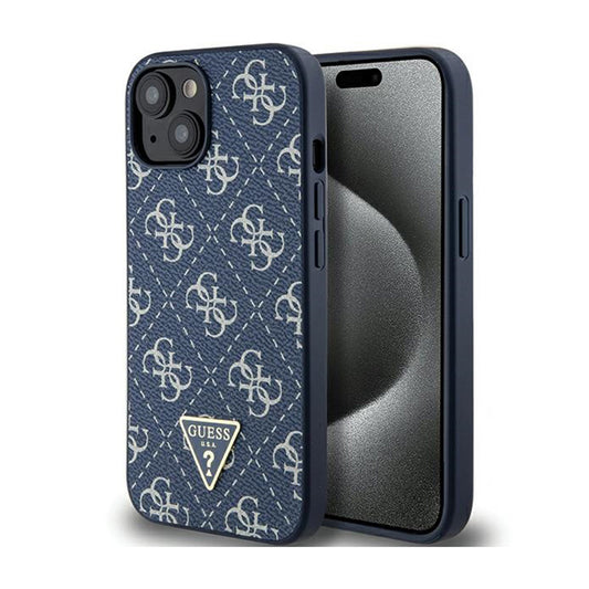 Guess 4G Triangle Metal Logo - dėklas iPhone 15 Plus (mėlynas)