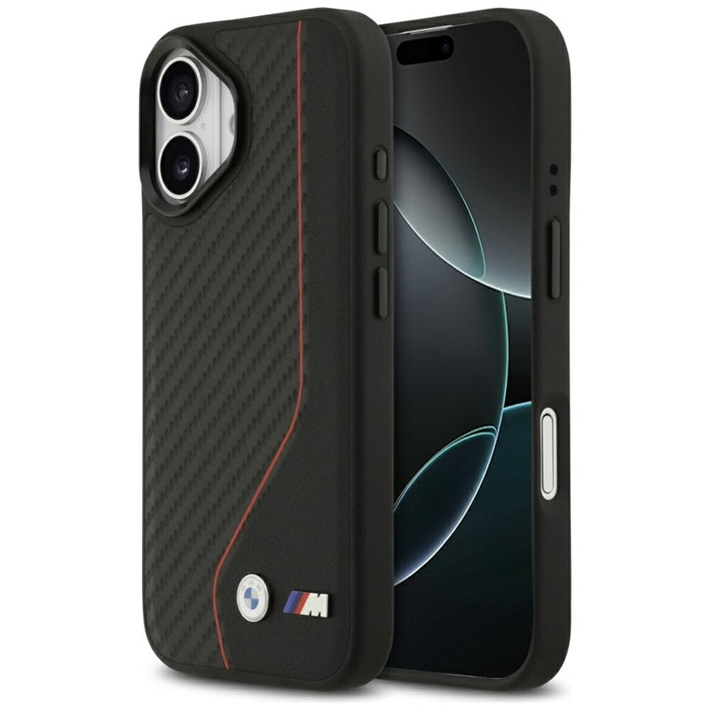 BMW M Carbon Line & Logo MagSafe dėklas iPhone 17 (raudonas)