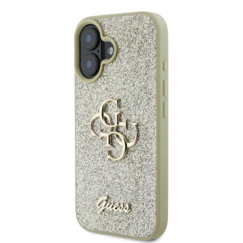 Guess Fixed Glitter Big 4G - dėklas iPhone 16 Plus (auksinis)