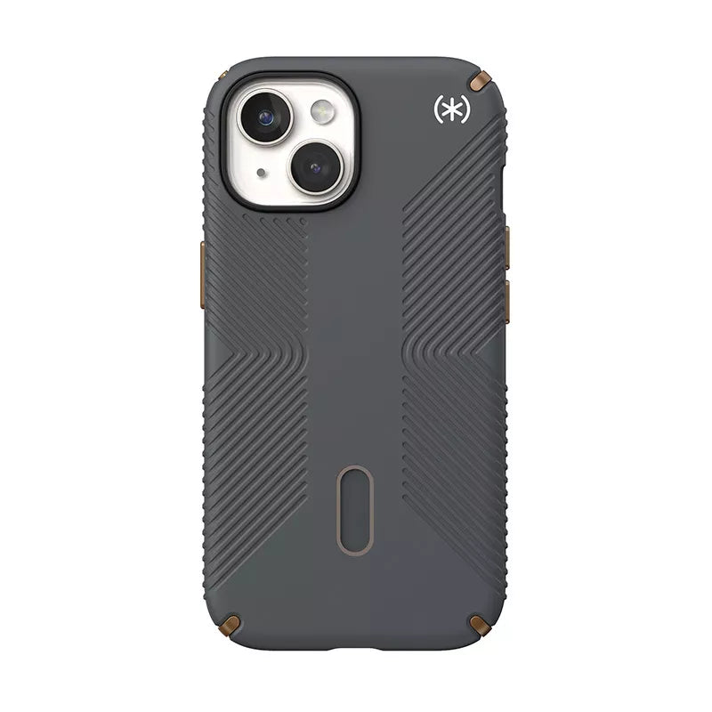 Speck Presidio2 Grip ClickLock & MagSafe – Dėklas iPhone 16e / iPhone 15 / iPhone 14 / iPhone 13 (Anglies pilka/Šalta bronza)